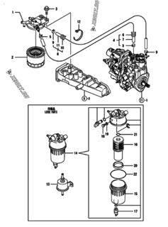  Двигатель Yanmar 3TNV88-BDSA2T, узел -  Топливопровод 