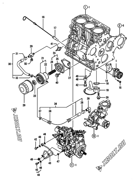  Система смазки двигателя Yanmar 3TNV88-BDSA3T
