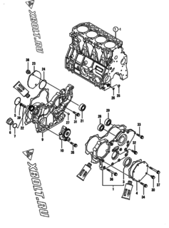  Двигатель Yanmar 4TNE92-BRTL, узел -  Корпус редуктора 
