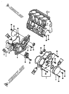  Двигатель Yanmar 4TNE98-URTL, узел -  Корпус редуктора 