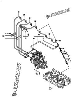  Двигатель Yanmar 4TNE98-URTL, узел -  Форсунка 