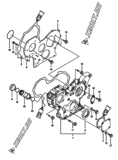  Двигатель Yanmar 3TNV88-BPNS, узел -  Корпус редуктора 