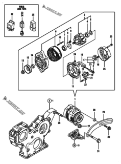  Двигатель Yanmar 3TNV88-BPNS, узел -  Генератор 