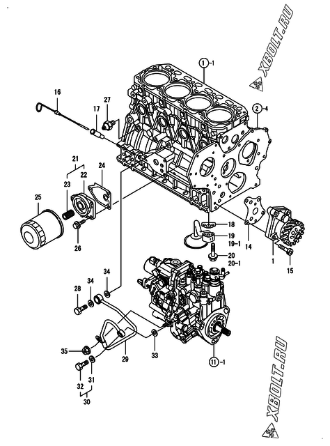  Система смазки двигателя Yanmar 4TNV88-BPNS