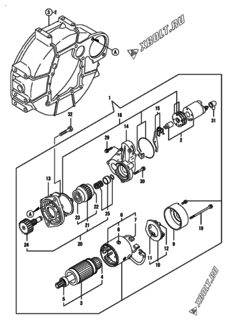  Двигатель Yanmar 4TNV88-BPNS, узел -  Стартер 
