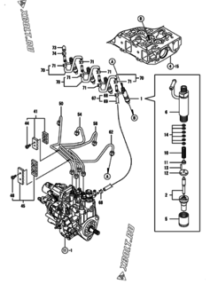  Двигатель Yanmar 4TNV88-BKNSV, узел -  Форсунка 