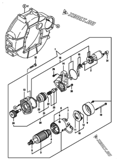  Двигатель Yanmar 4TNV88-BKNSV, узел -  Стартер 