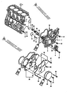  Двигатель Yanmar 4TNV98-ESDB6, узел -  Корпус редуктора 