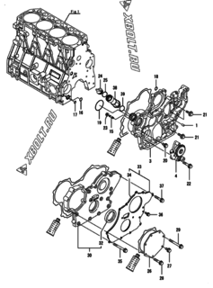  Двигатель Yanmar 4TNV98-ZWDB8, узел -  Корпус редуктора 