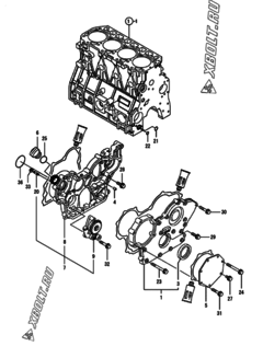  Двигатель Yanmar 4TNE98-BQDF, узел -  Корпус редуктора 