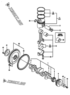  Двигатель Yanmar 4TNE98-BQDF, узел -  Коленвал и поршень 