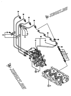  Двигатель Yanmar 4TNE98-BQDF, узел -  Форсунка 