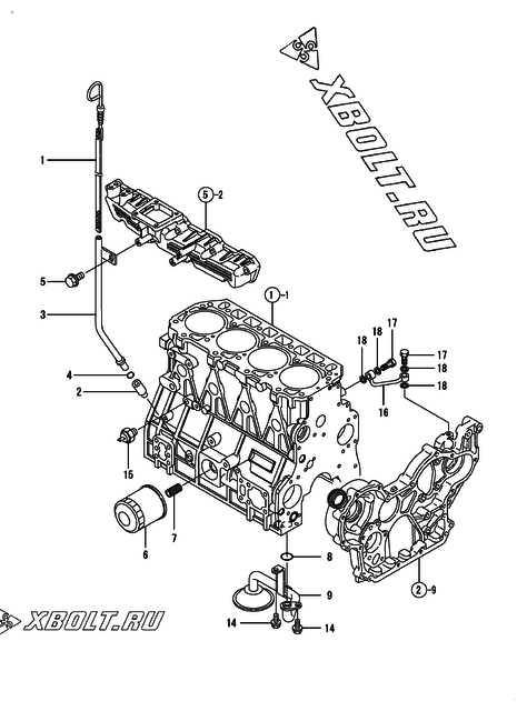  Система смазки двигателя Yanmar 4TNE98-BQDFC