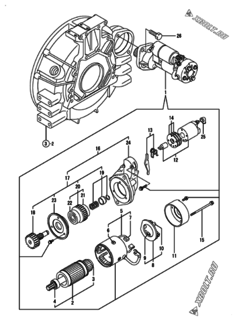  Двигатель Yanmar 4TNE98-BQDFC, узел -  Стартер 