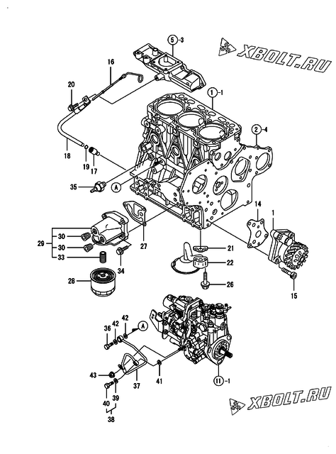  Система смазки двигателя Yanmar 3TNV88-BKGWLF
