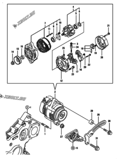  Двигатель Yanmar 3TNV88-BKGWL, узел -  Генератор 