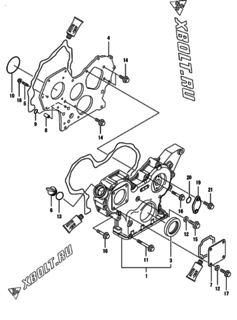  Двигатель Yanmar 3TNV88-BSDB, узел -  Корпус редуктора 
