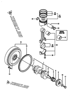  Двигатель Yanmar 3TNV82A-BSDB, узел -  Коленвал и поршень 