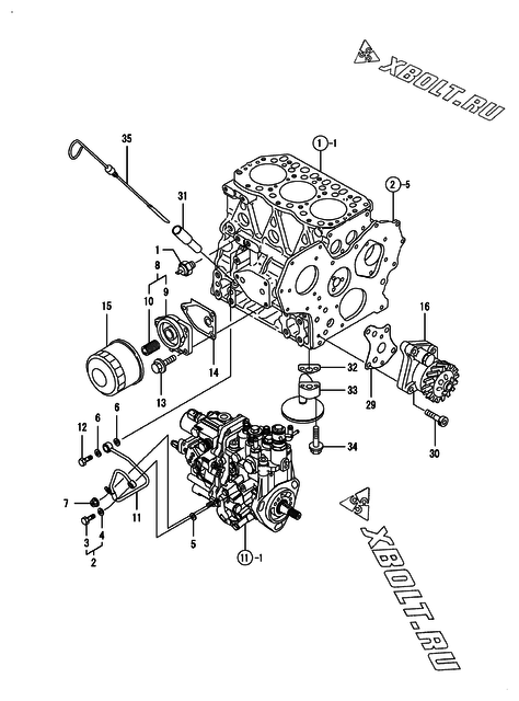  Система смазки двигателя Yanmar 3TNV82A-BSDB
