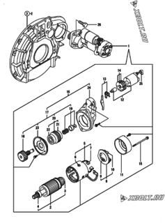  Двигатель Yanmar 4TNE92-POM, узел -  Стартер 