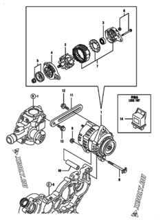  Двигатель Yanmar 4TNE92-POM, узел -  Регулятор оборотов 