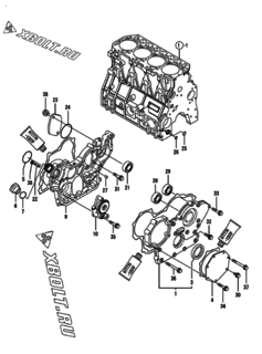  Двигатель Yanmar 4TNE98-UPOM, узел -  Корпус редуктора 