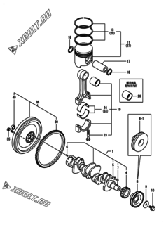  Двигатель Yanmar 4TNE98-UPOM, узел -  Коленвал и поршень 