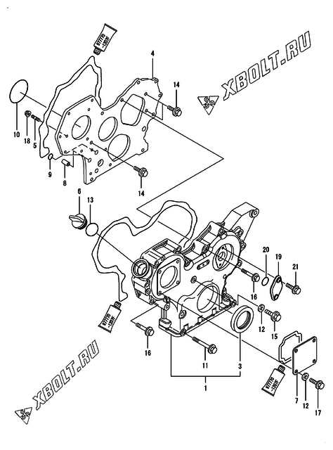  Корпус редуктора двигателя Yanmar 4TNV88-BSTX