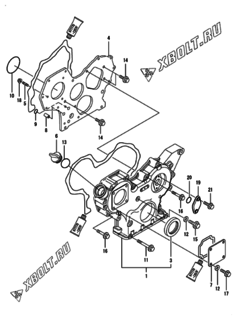  Двигатель Yanmar 4TNV88-BSTX, узел -  Корпус редуктора 