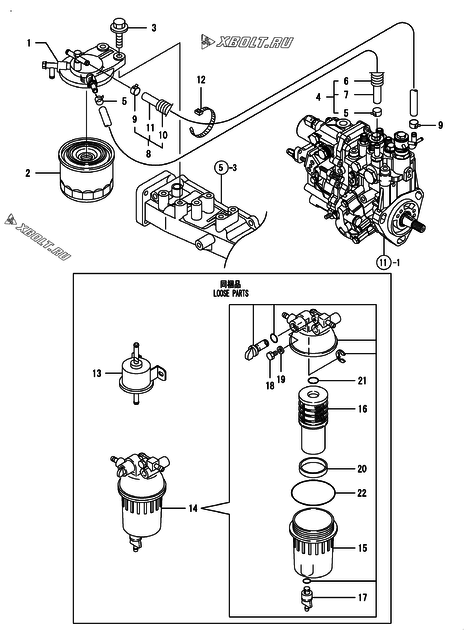 Топливопровод двигателя Yanmar 4TNV88-BSTX
