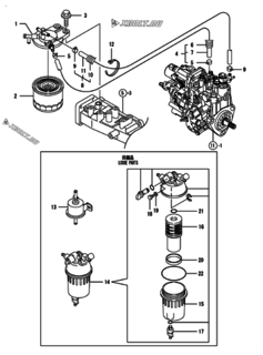  Двигатель Yanmar 4TNV88-BSTX, узел -  Топливопровод 