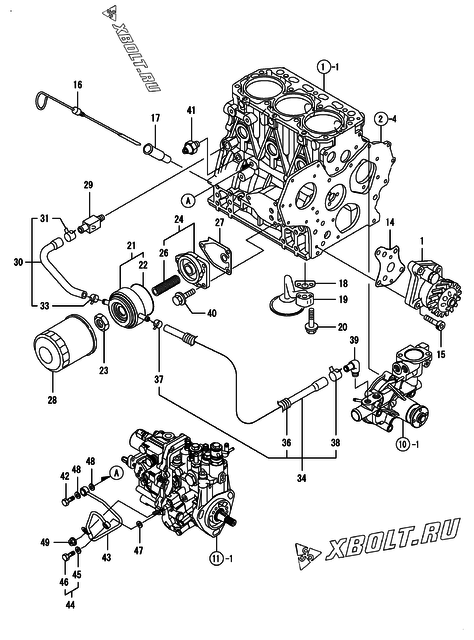  Система смазки двигателя Yanmar 3TNV88-BMNK