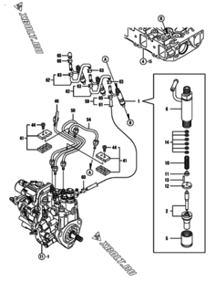  Двигатель Yanmar 3TNV88-BMNK, узел -  Форсунка 