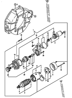 Двигатель Yanmar 3TNV88-BMNK, узел -  Стартер 