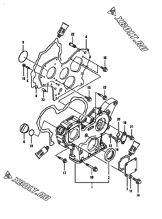  Двигатель Yanmar 3TNV84T-BXNK, узел -  Корпус редуктора 