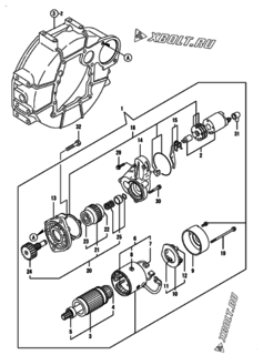  Двигатель Yanmar 3TNV84T-BXNK, узел -  Стартер 
