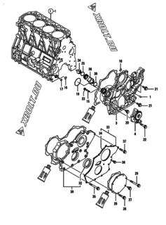  Двигатель Yanmar 4TNV98-ZVHYB, узел -  Корпус редуктора 