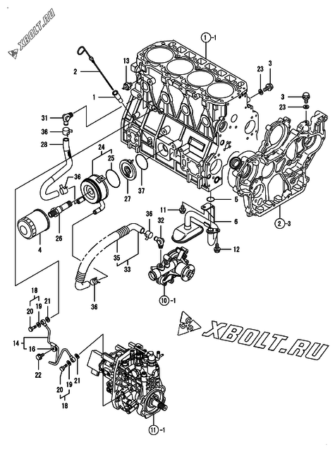  Система смазки двигателя Yanmar 4TNV98-ZVHYB
