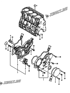  Двигатель Yanmar 4TNE94L-CKM, узел -  Корпус редуктора 