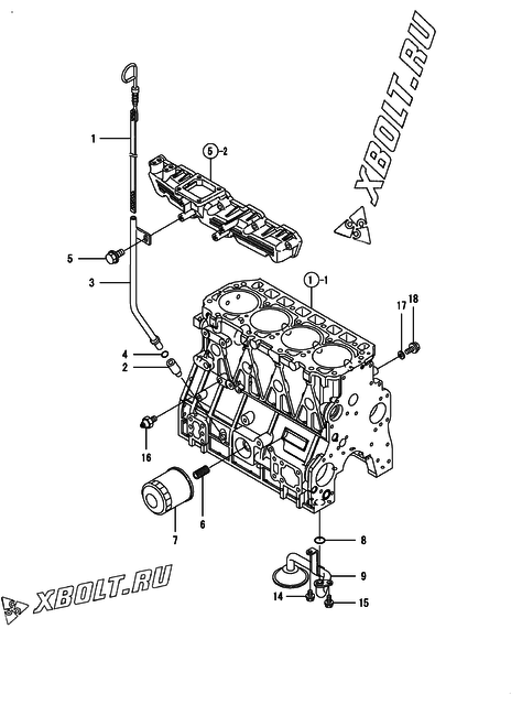  Система смазки двигателя Yanmar 4TNE94L-CKM