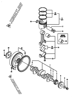  Двигатель Yanmar 4TNE98-BQCKS, узел -  Коленвал и поршень 
