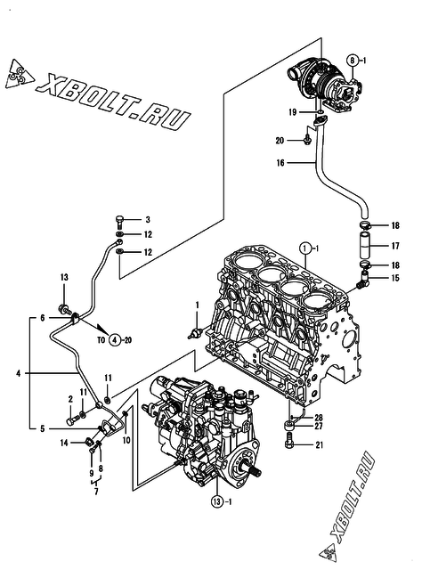  Система смазки двигателя Yanmar 4TNV84T-MWA