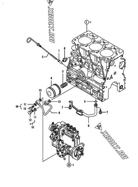  Система смазки двигателя Yanmar 3TNV76-XMHS