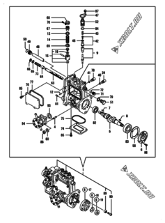  Двигатель Yanmar 3TNV76-XMHS, узел -  Топливный насос высокого давления (ТНВД) 