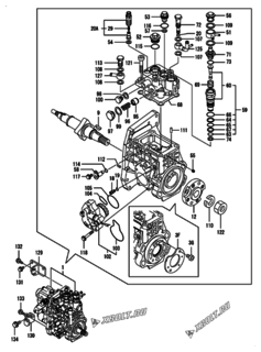  Двигатель Yanmar 4TNV98-GPGE, узел -  Топливный насос высокого давления (ТНВД) 