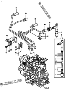  Двигатель Yanmar 4TNV98-IGPGE, узел -  Форсунка 
