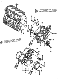  Двигатель Yanmar 4TNV98T-GPGE, узел -  Корпус редуктора 