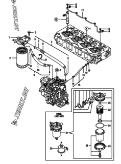  Двигатель Yanmar 4TNV98T-GPGE, узел -  Топливопровод 