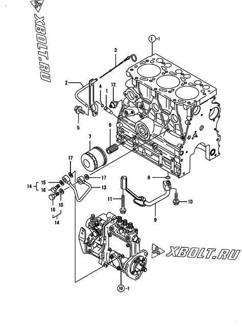  Система смазки двигателя Yanmar 3TNV76-KGWLF