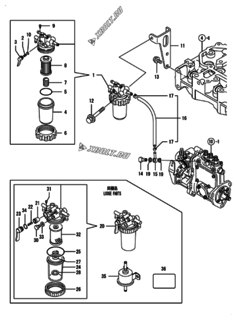  Двигатель Yanmar 3TNV76-KGWLF, узел -  Топливопровод 